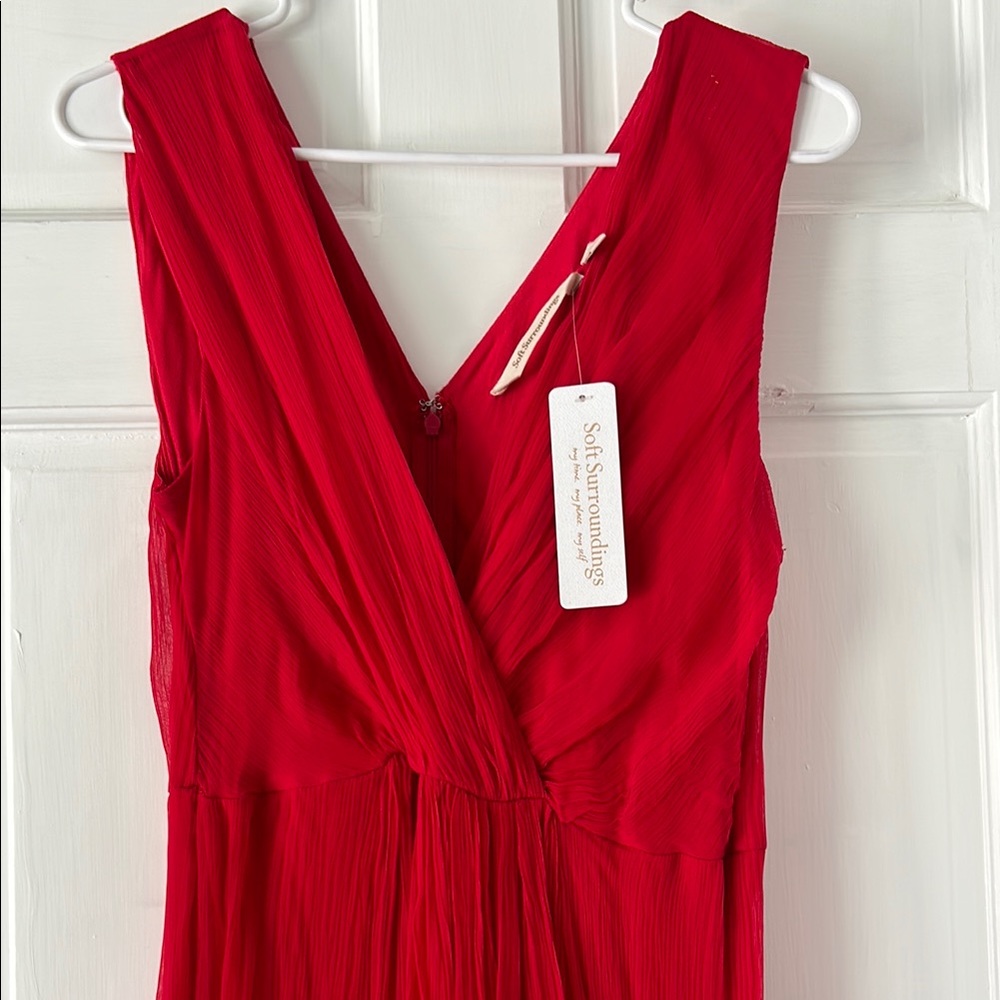 Soft Surroundings Red Ruched Wrap Sundress
